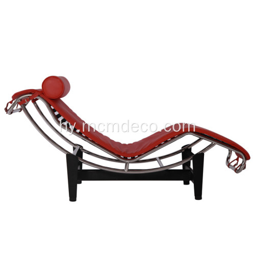 Le Corbusier LC4 Red Leather Chaise Lounge